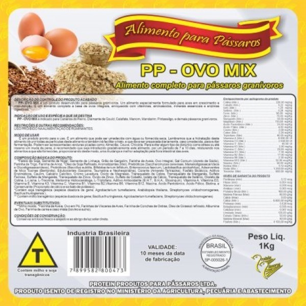 Ração para canarios PP - OVO MIX 1  kgs