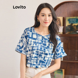 Lovito Blusa casual com padrão geométrico para mulheres L91ED058 em Oferta na Shopee