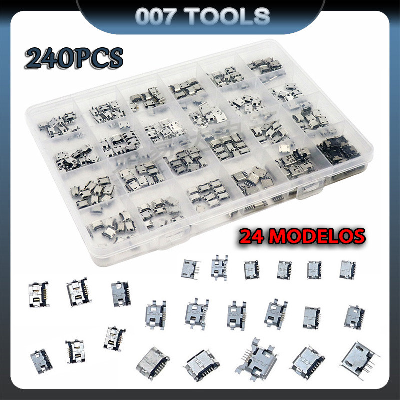 240 Peças Tomada Usb Fêmea Micro-usb 5p Soquete 24 Especificações Reparo De Telefone Celular