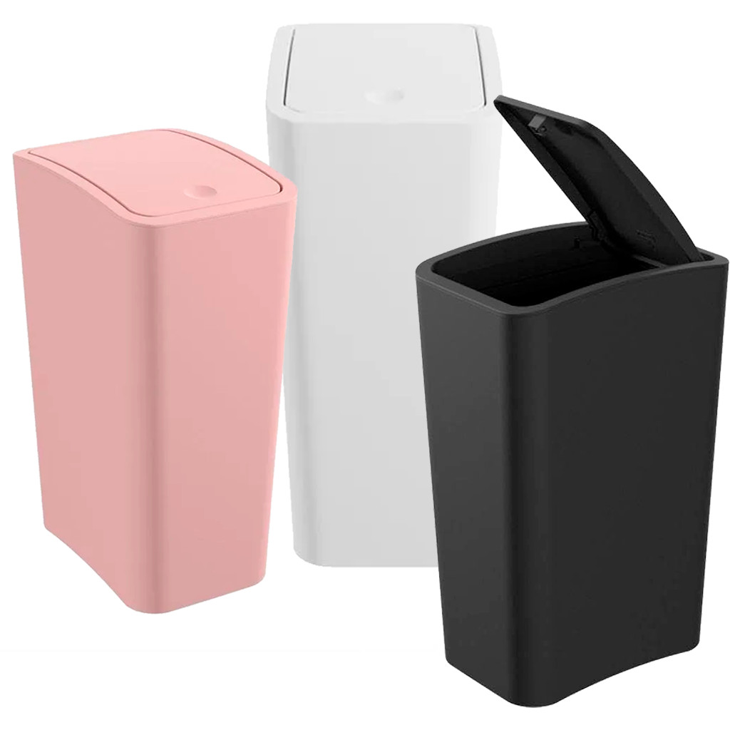 Lixeira Cesto De Lixo Retangular Com Tampa Click Banheiro Lavabo Escritório Cozinha 8 Litros Astra em Oferta na Shopee