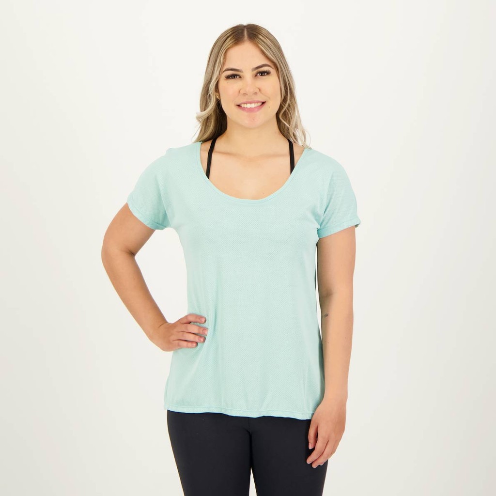 Camiseta Selene Dryfit Básica Feminina Azul Claro em Oferta na Shopee