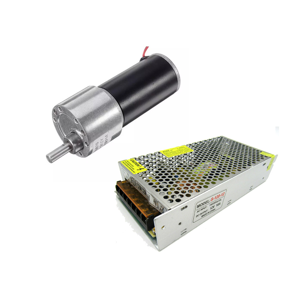 Motor Dc 12V Alto Torque 37GB31Y + Fonte 12V 10A NFe