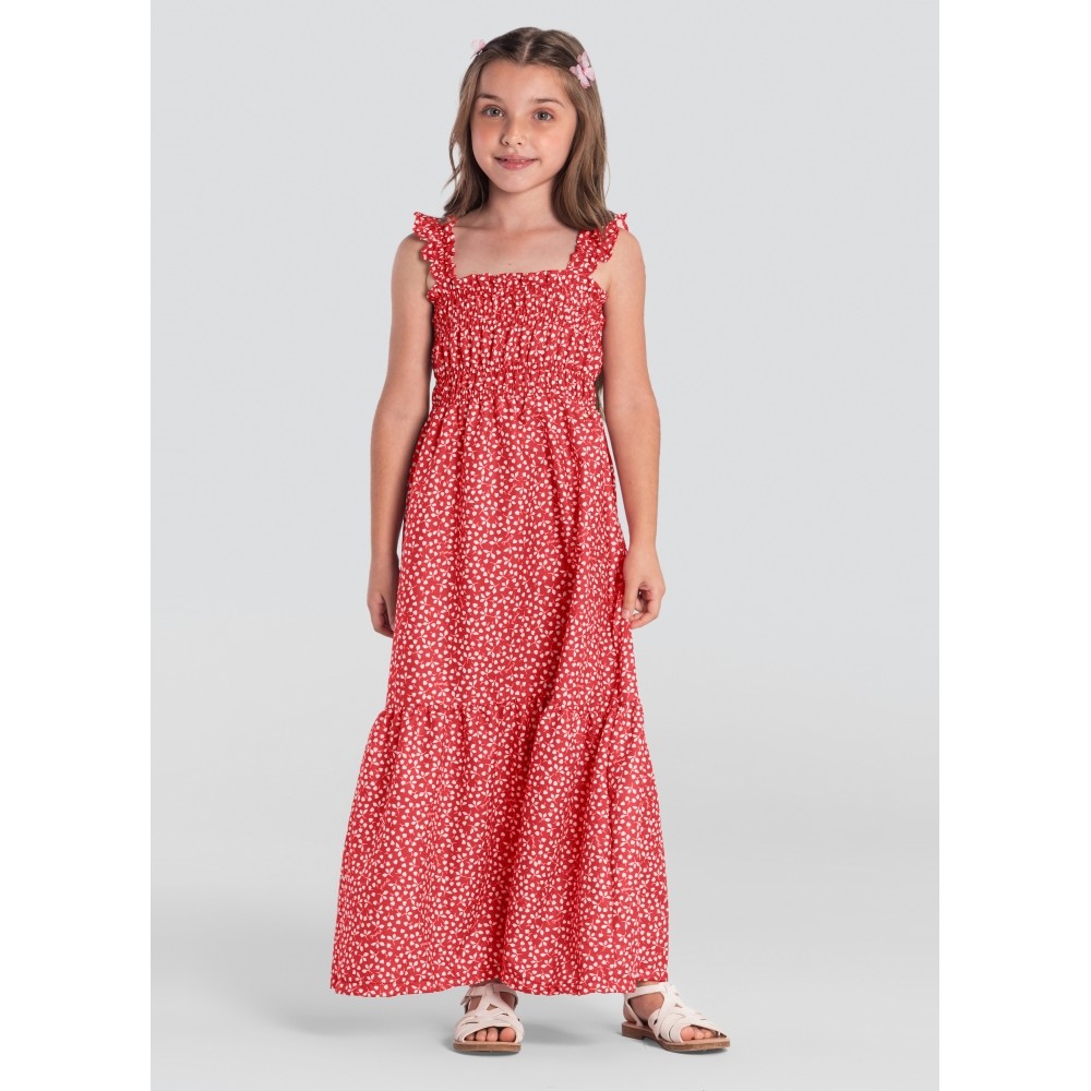 Vestido infantil menina de Natal Vestido longo infantil MUNDI Vestido tal mãe tal filha