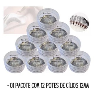 New Show KIT 12 Peças Cílios  Para Alongamento Temos 4 Numeros-8/10/12/14MM em Oferta na Shopee