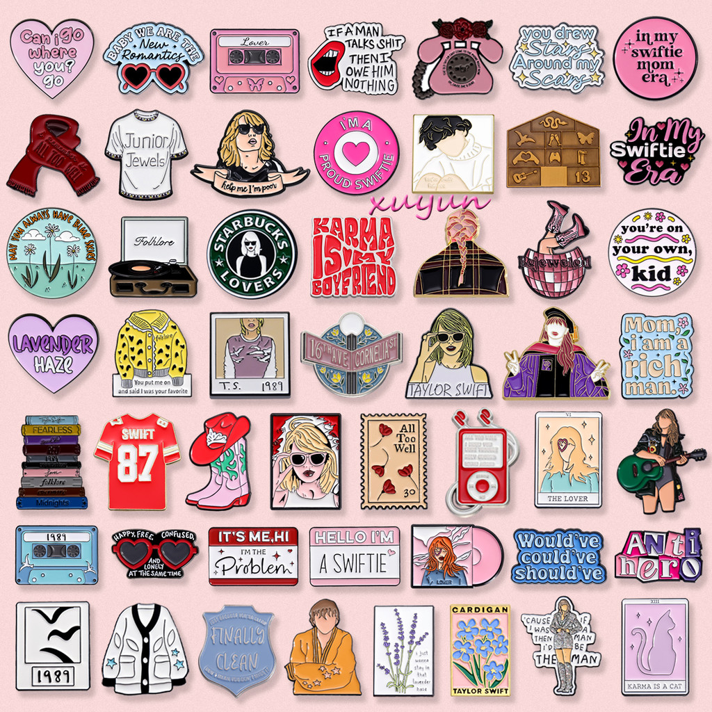 100 Estilos Cantor Taylor Swift Esmalte Broches Letras De Música Álbum Emblemas De Metal Concerto Lembrança Pinos Acessó
