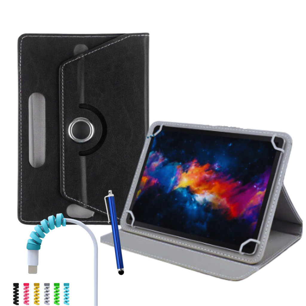 Capa Giratória Para Tablet Positivo T2040 T2080 10 Polegadas + Protetor de Cabo + Caneta Touch