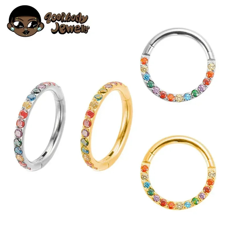 Piercing Orelha Nariz Titânio Zircão colorido Argola Grau de Implante Tragus Cartilagem Helix Conch