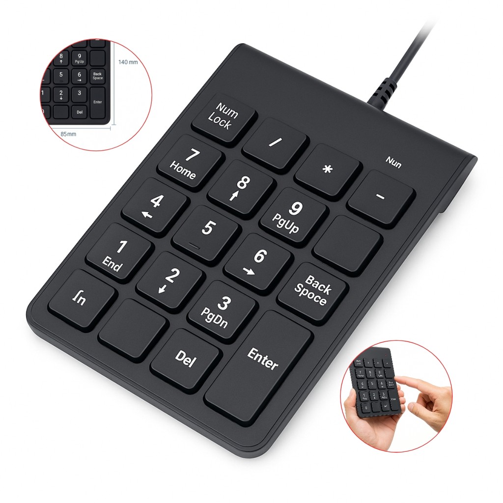 Teclado Numérico Mini Usb C/ Fio 18 Teclas Para iMac Mac