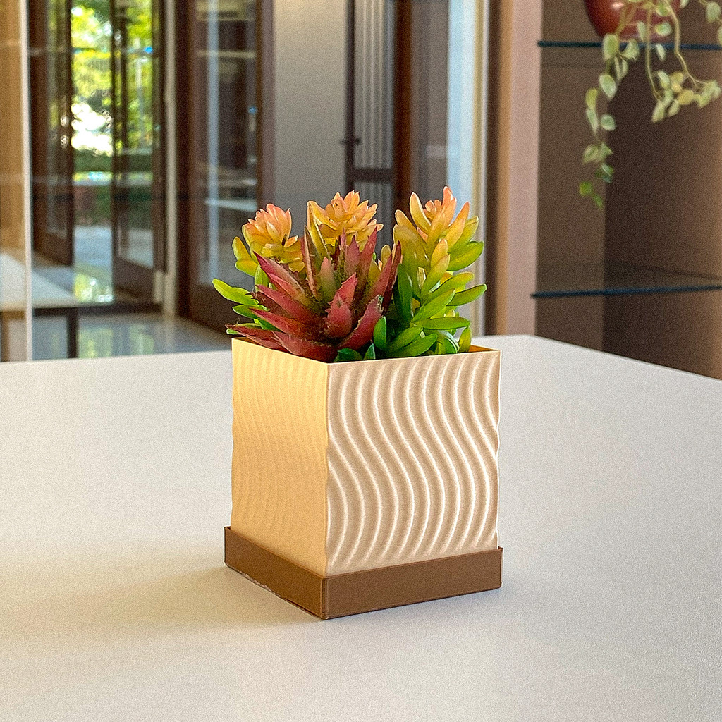 Vaso Cachepot com Textura Ondulada Decoração Moderna Quarto Banheiro Sala de Estar para Plantas