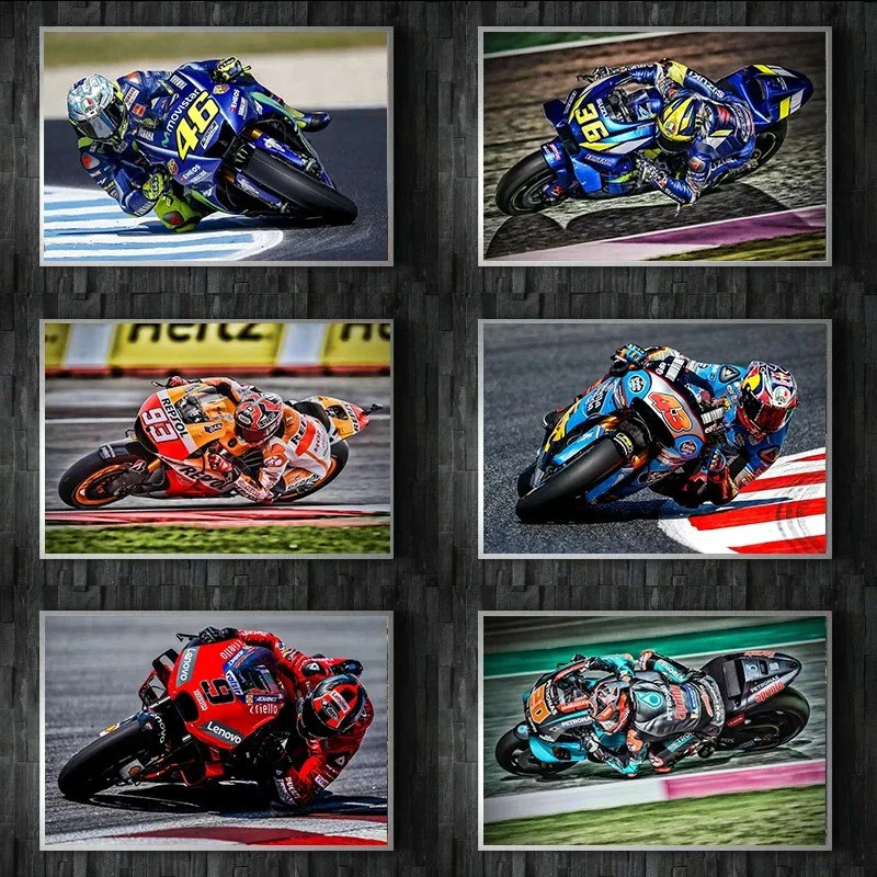 Moto GP Racing Racer Arte Pintura Em Tela Esportes Jogo Cartaz Da Motocicleta Impressão Parede Imagem Para O Quarto Deco