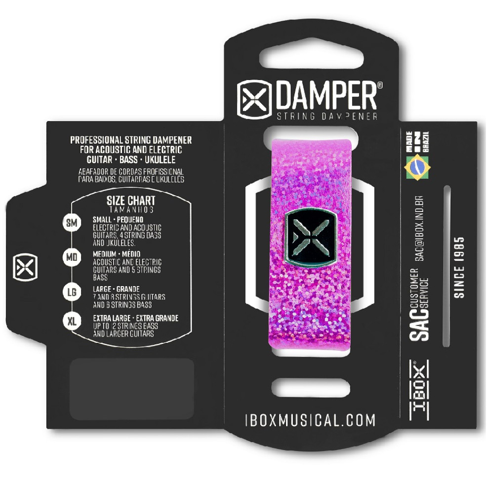 ABAFADOR DAMPER MD TAG METAL COURO PINK HOLOGRAFICO DHMD04