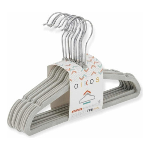 Kit 30 Cabides Infantil Aveludado Antideslizante Cinza