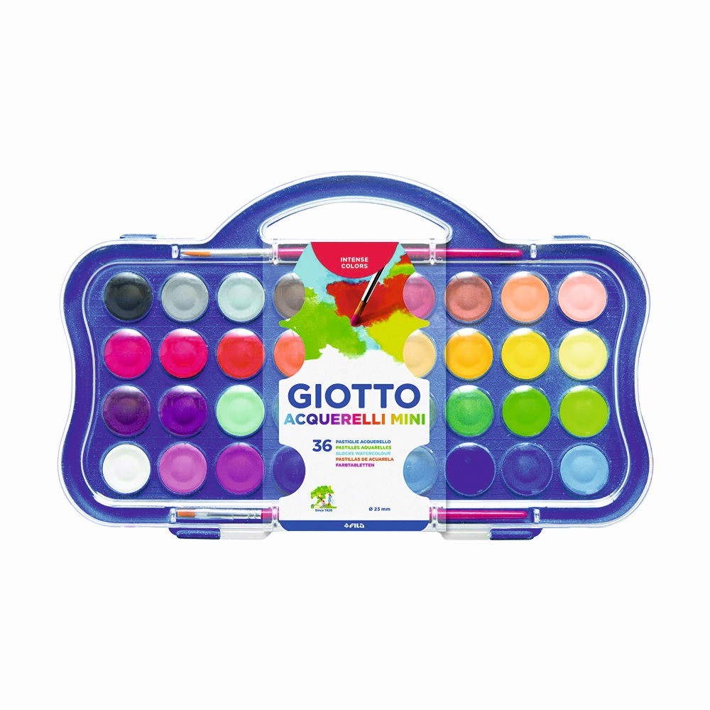 Aquarela Giotto Mini C/ 36 Cores Intensas Kit Com +2 Pincéis