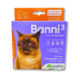 Antipulgas Vermifugo Para Gatos Banni C/ 3 Flaconetes Liquido Uso Externo em Oferta na Shopee