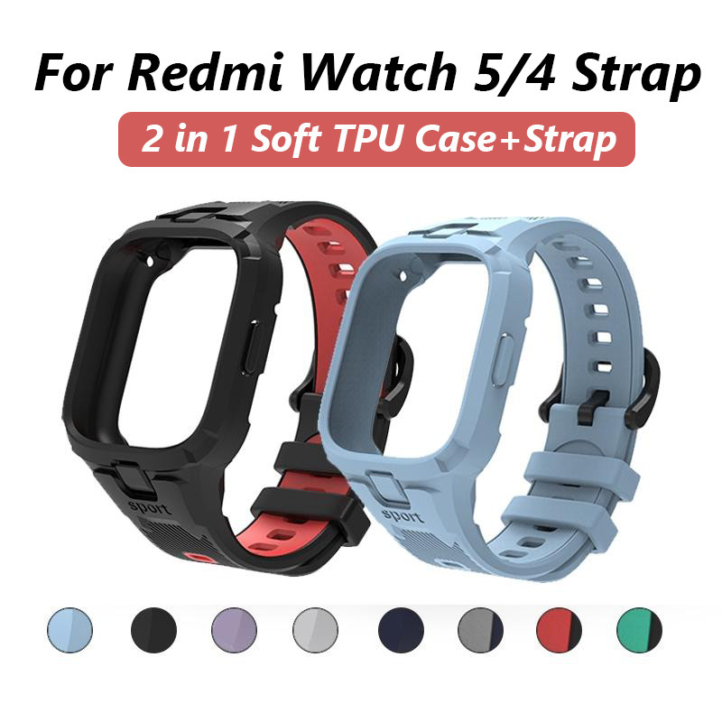 Capa 2 Em 1 + Pulseira Para Redmi watch 5/4/3 TPU Xiaomi lite Protetora Ativa Com Alça