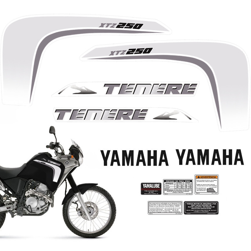 Adesivos Tenere Xtz 250 Moto Yamaha Cinza Completo 2011/2012 em Oferta na Shopee