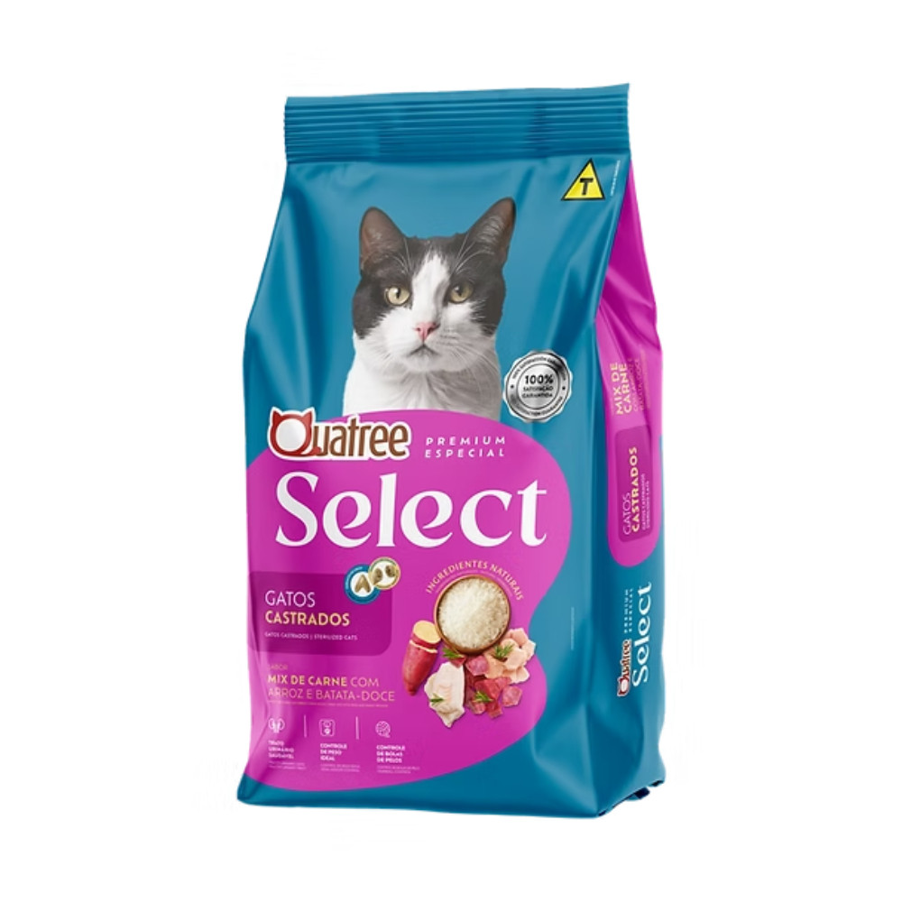 Imagem Raçao Quatree Select Gatos Castrados Mix Carne 10,1Kg
