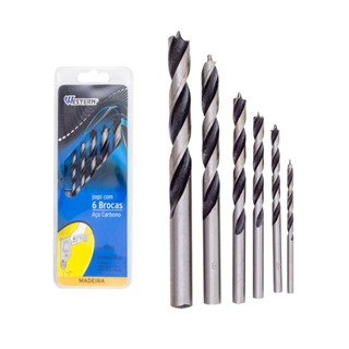 Jogo De Broca Para Madeira Com 6 Peças Aço Carbono 3 a 10 mm - Etilux em Oferta na Shopee