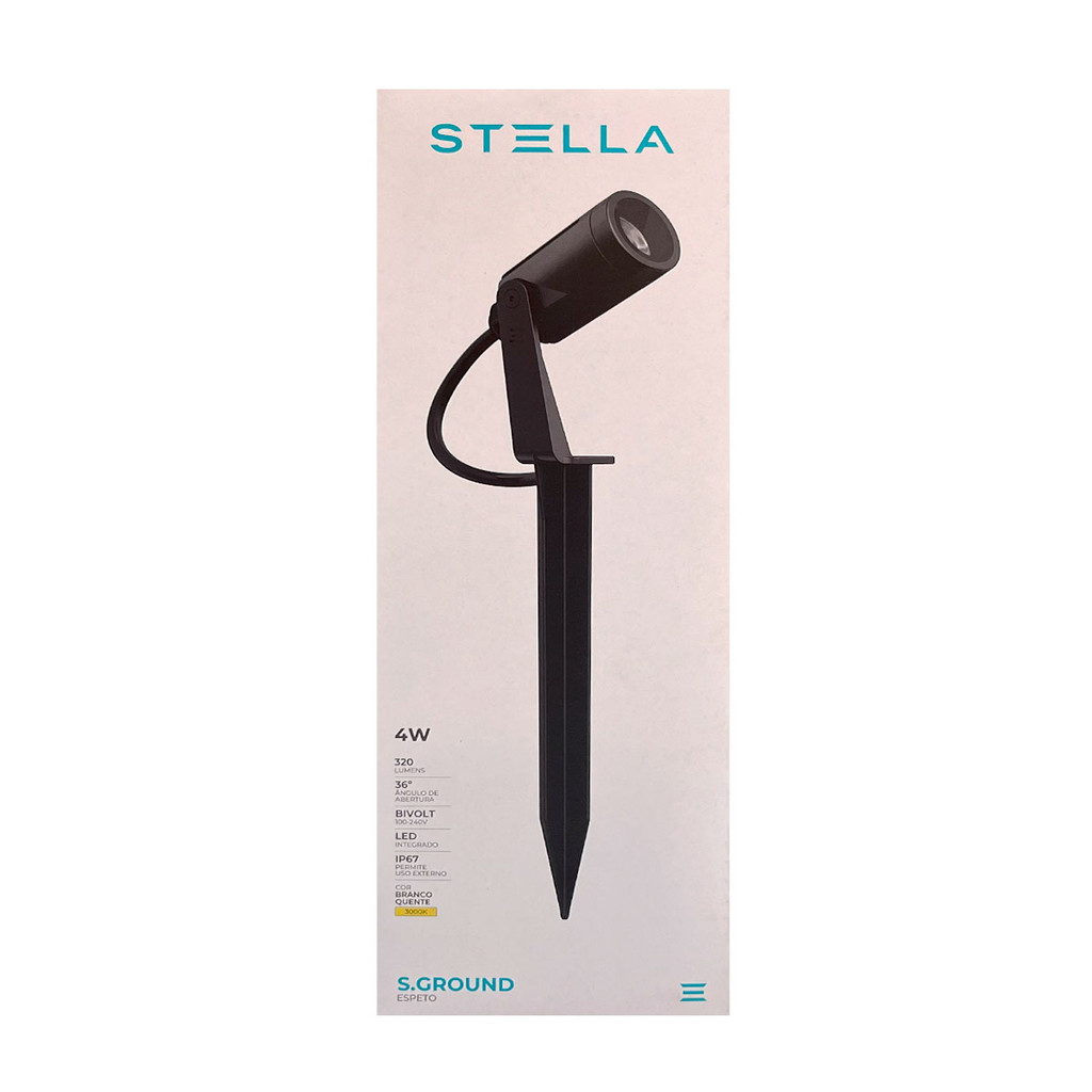Espeto de Jardim Led S. Ground  4W 3000K 36° Preto Bivolt - Stella - STL23753/30