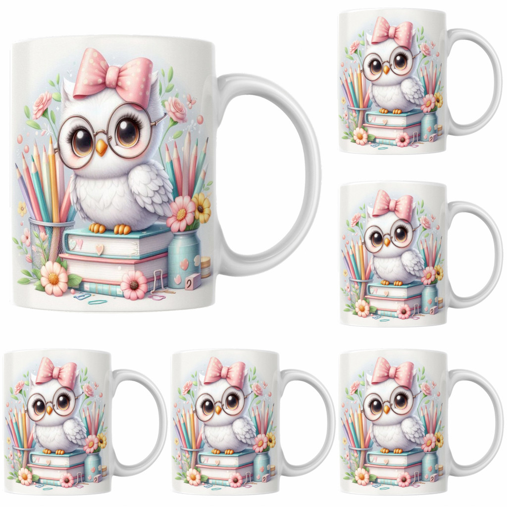 Kit Jogo 4 Canecas Coruja Corujinhas De Porcelana Presente