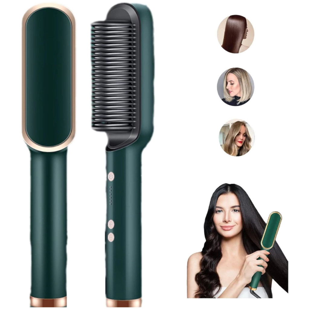 Escova Alisadora Bivolt 5 em 1 - Alisa, Hidrata, Modela, Alinha e Anti-Frizz 110V