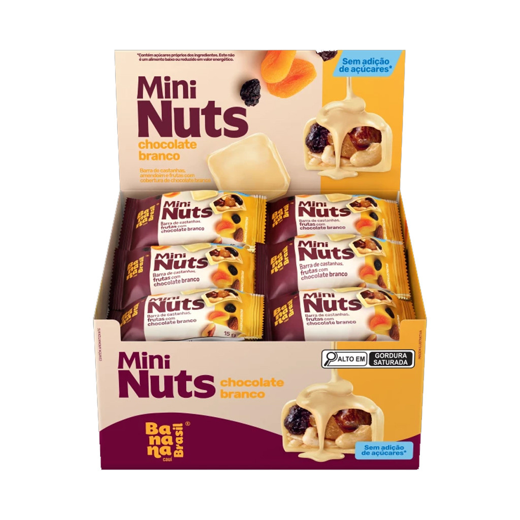 Barra de Castanha MIni Nuts Branco Display 22 un de 15g - Banana Brasil em Oferta na Shopee