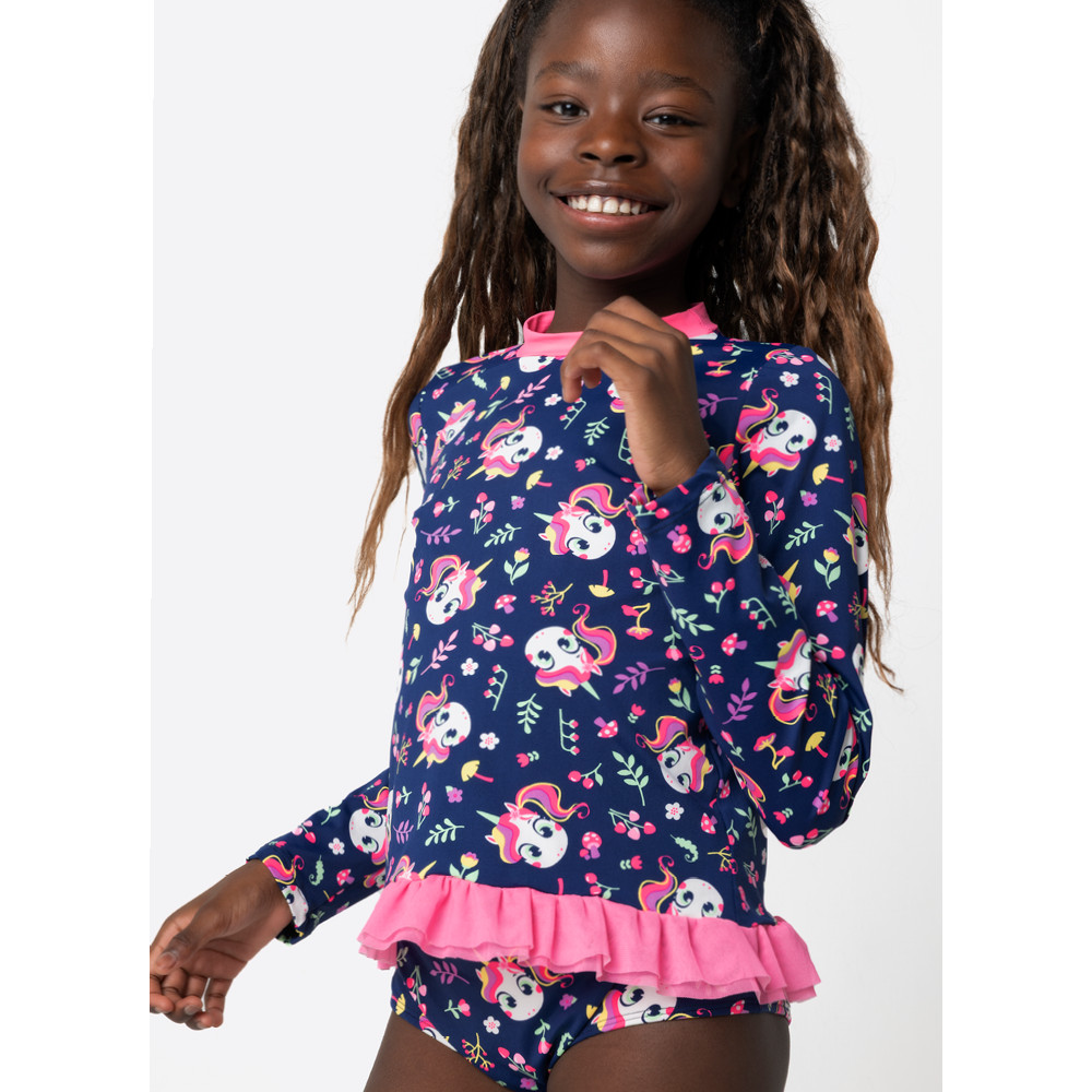 Camiseta Com Proteção Solar Menina Teen Unicórnio Encantado - Puket em Oferta na Shopee