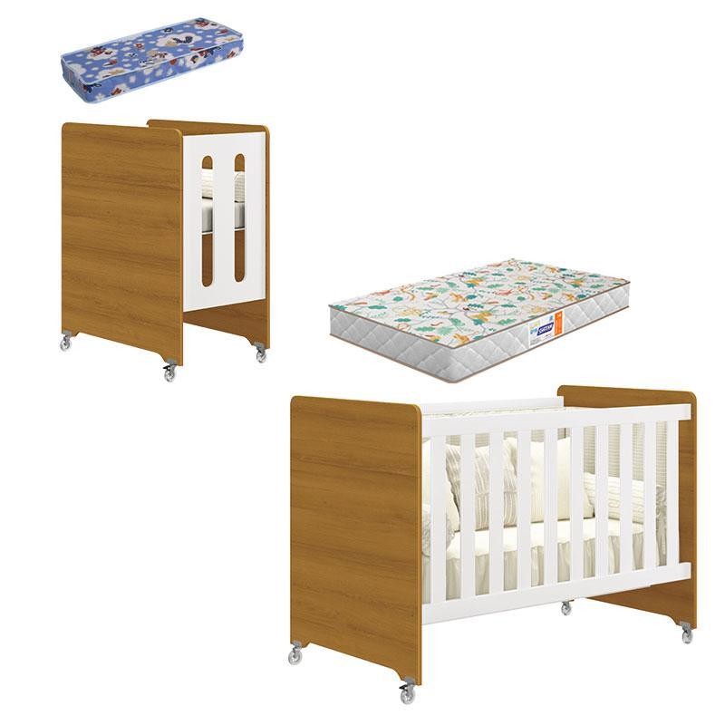 Berço Americano Evolution 4 em 1 Branco Acetinado Savana com Colchão Mini e Colchão Americano Gazin - Reller