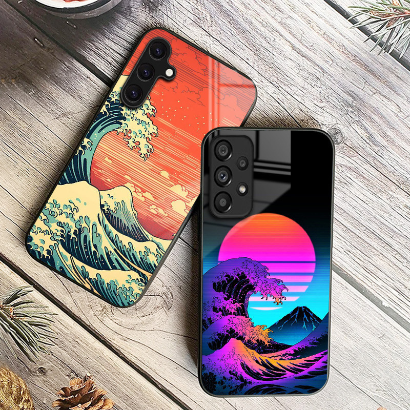 Onda Japonesa De Kanagawa Capa De Telefone De Vidro Para Samsung Galaxy A14 A16 A30 A22 A32 A33 A34 A40 A42 A55 4G A52 A