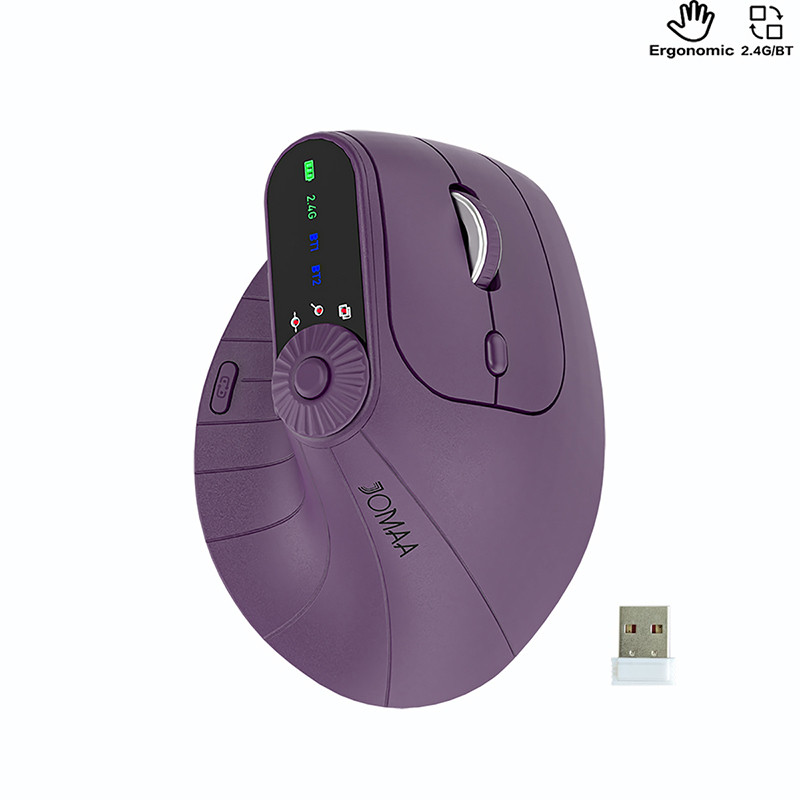 Mouse Vertical Sem Fio Ergonômico BT5.0 De Modo Duplo Com Botão De Ajuste De Função 8 Botões Ratos Recarregáveis Para Wi