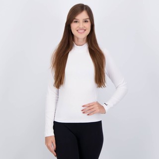 Camiseta Fila Basic Canelada Manga Longa Feminina Branca em Oferta na Shopee