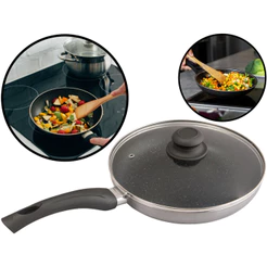 Frigideira Alumínio Antiaderente Revestimento Cerâmico 1,5 Litros Cabo Reforçado Com Tampa 24cm Cor Cinza