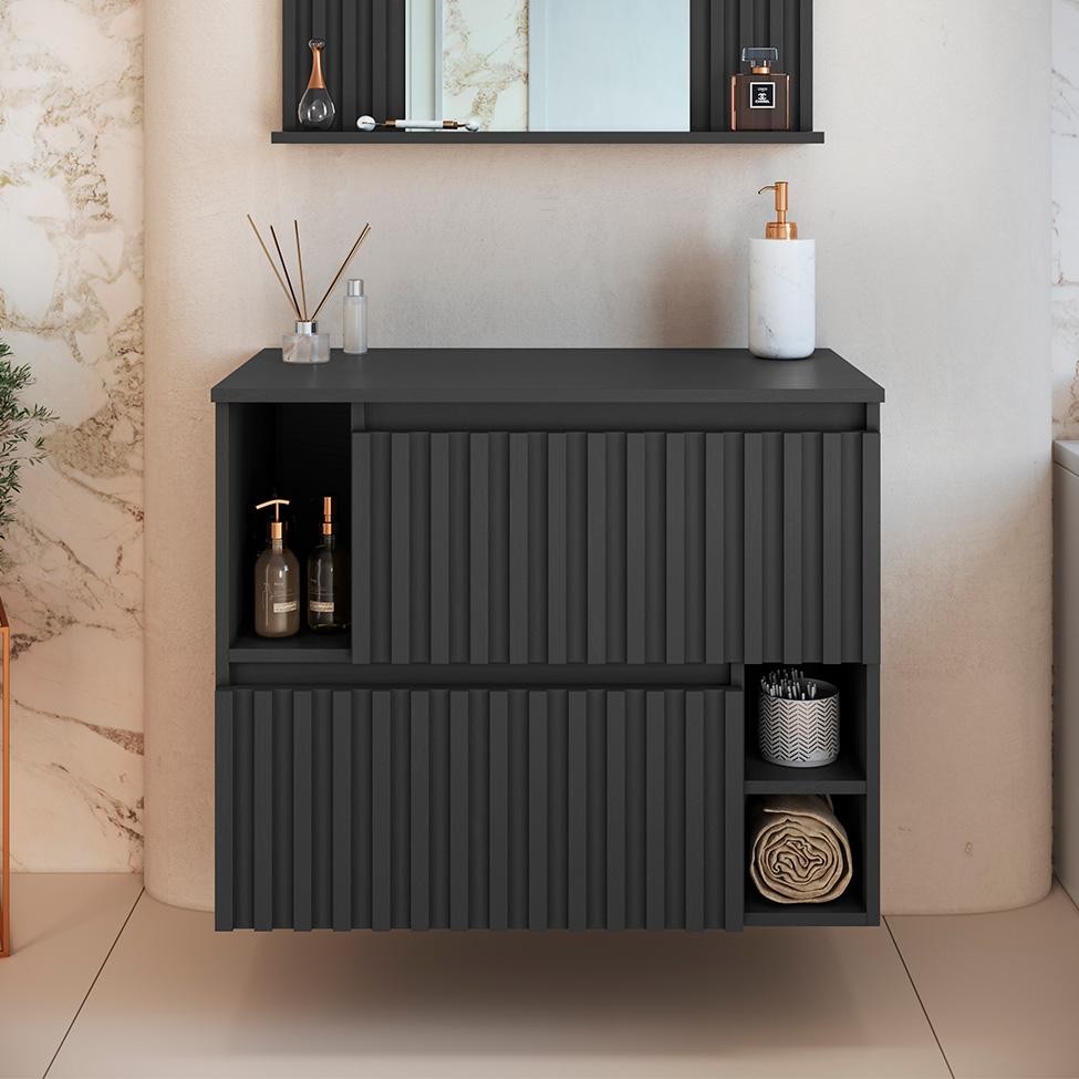 Gabinete de Banheiro Luiza 2 PT Grafite em Oferta na Shopee