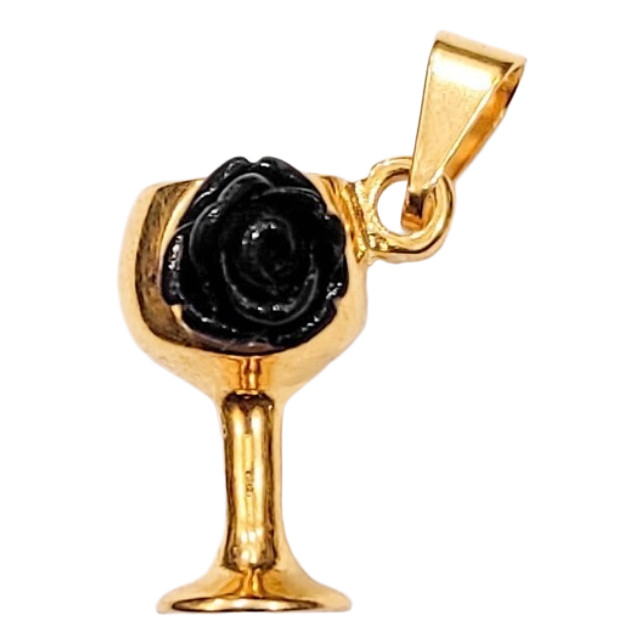 Pingente Taça Com Rosa Pombagira Ou Cigana Dourado 1 Unidade