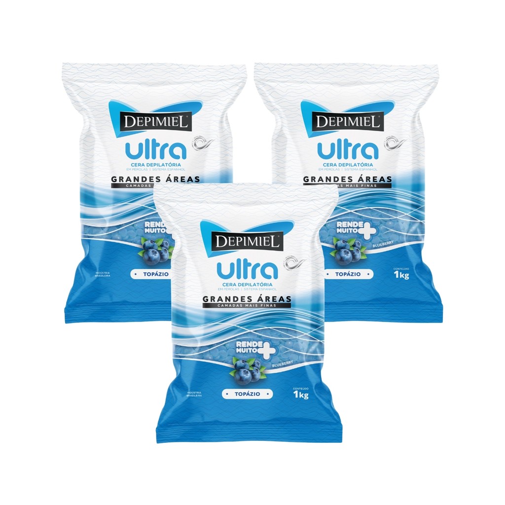 Kit 3 Cera Depilatória Topázio Pérola Corporal Depimiel