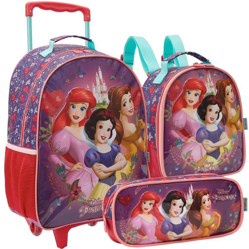 Kit Escolar Mochila Com Lancheira E Estojo Princesas Disney em Oferta na Shopee