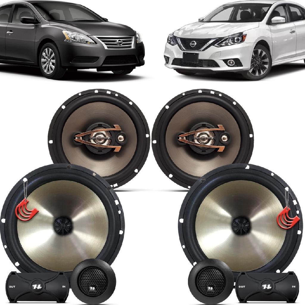 Kit Alto Falantes Dianteiros + Traseiros Nissan Sentra 2014 até 2020 - Hurricane Platino 640w
