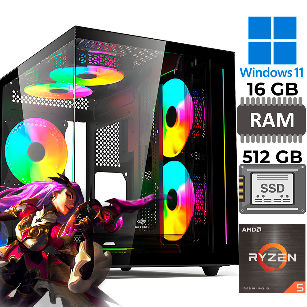 Computador Gamer Ryzen 5 5600GT, Vega 7, RAM 16GB DDR4, SSD M.2 NVMe 512GB, Wind