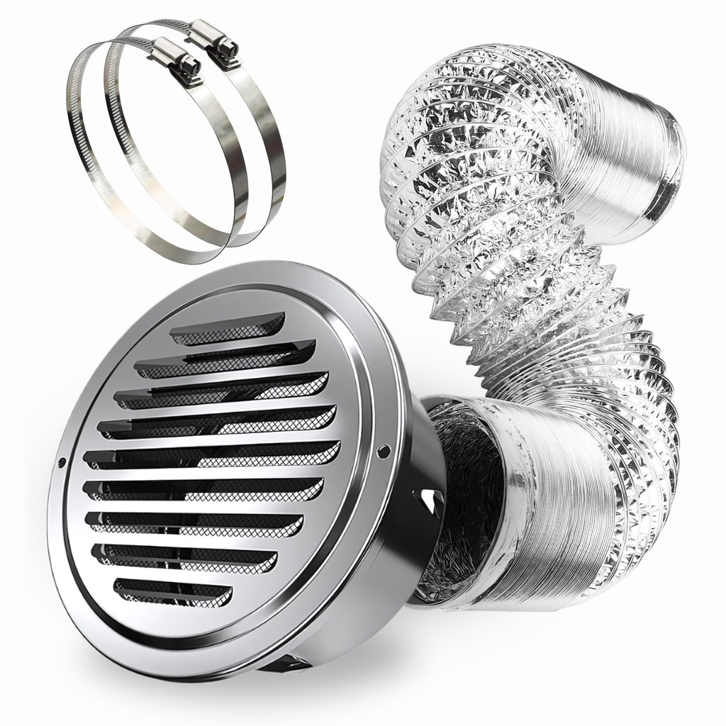 Kit Veneziana Fixa Em Alumínio 100mm Duto Flexível 5 Metros + 2 Abraçadeira Aço Inox Coifa Exaustor em Oferta na Shopee