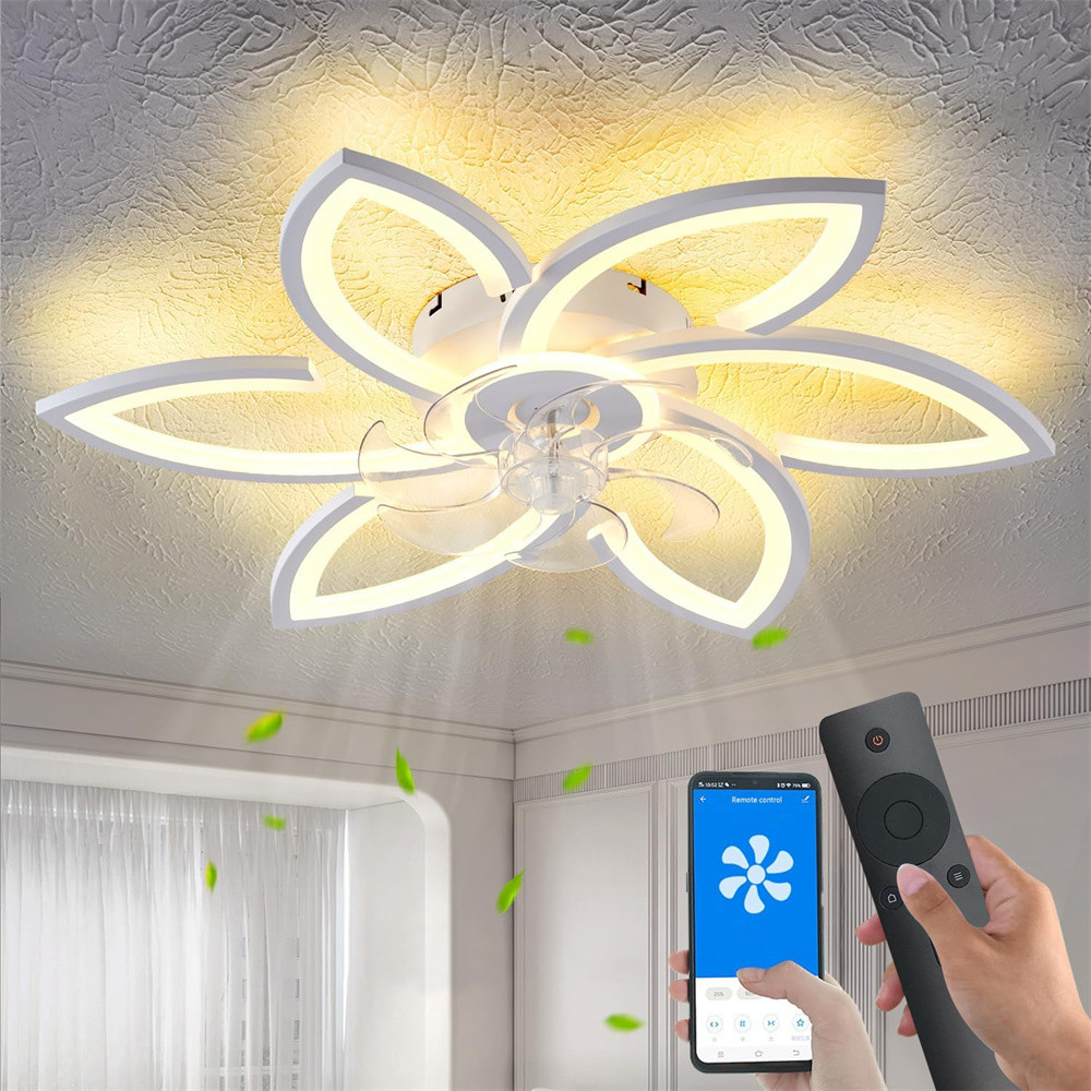 Intelar 36w Ventilador de Teto 6 Pás Retráteis Ultra Silencioso LED Multicolor Moderno com...