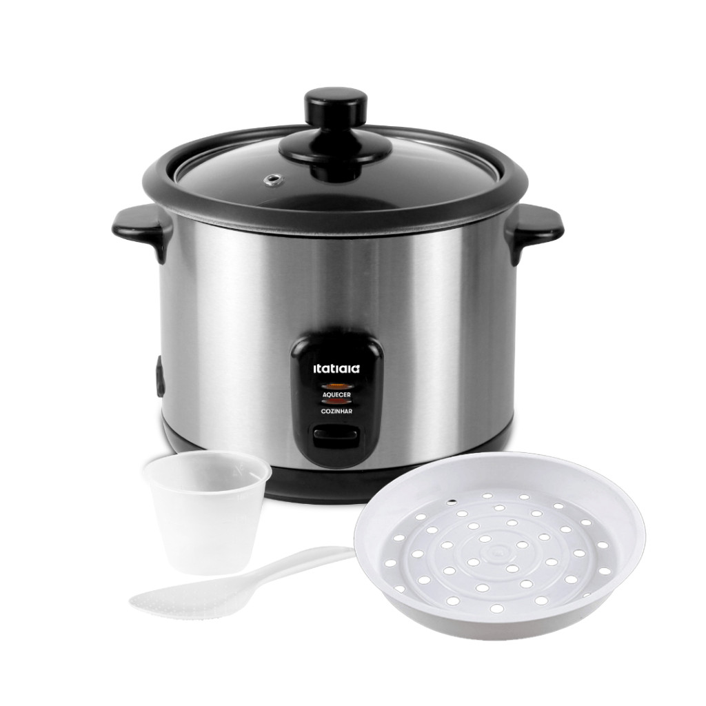 Linda Panela de Arroz Elétrica Itatiaia Serve a Mesa em Aço Inox Moderna e Prática