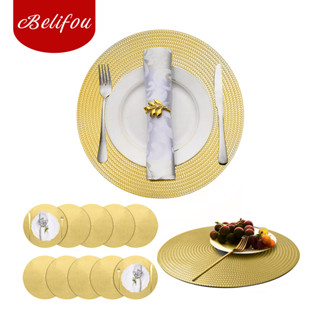 Belifou Kit 10 Individuais De Mesa Em PVC Mesa De Jantar Dourados 38CM em Oferta na Shopee