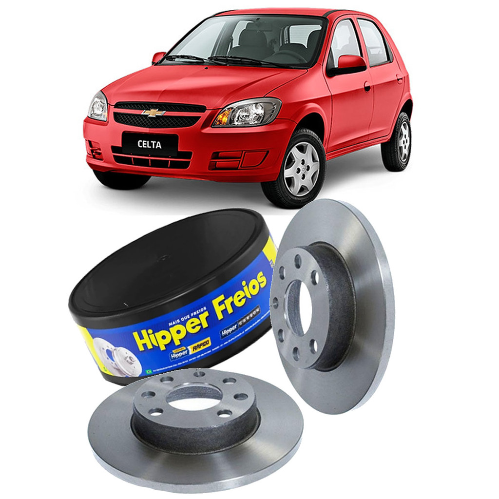 Par Disco Freio Celta 1.0 Dianteiro Solido 2001 á 2015 Sem Cubo 236Mm 4 Furos HF23 Hipper Freios