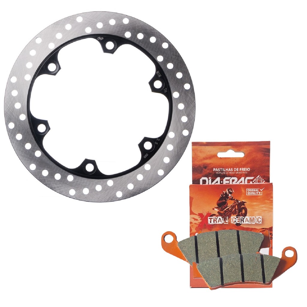 Disco de Freio Dianteiro Nx 400 Falcon + Pastilhas Diafrag Trail (Cerâmica)