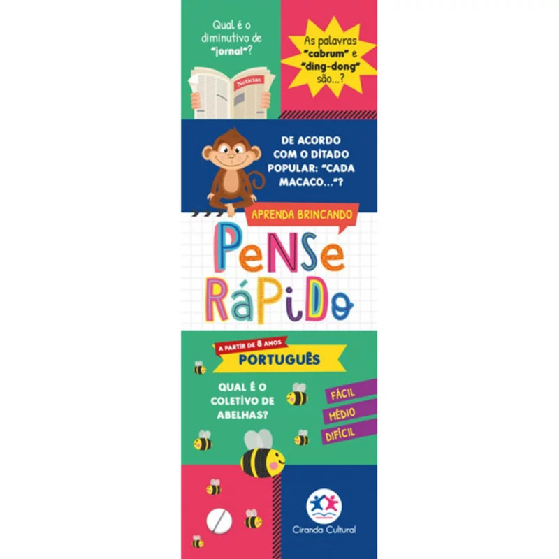 Livro Flash Cards Pense Rápido Português Principis Crianças Filhos Infantil Desenho