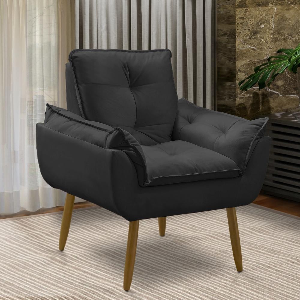 ENVIO IMEDIATO - Poltrona Cadeira Decorativa Opala Pés Palito Para Quarto e Sala de Estar Suede