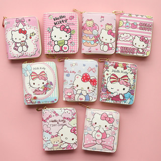 Sanrio Anime Hello Kitty Carteira Com Múltiplas Ranhuras Para Cartão , Porta-Cartões Moedas Zíper , ID Da De Motorista ,