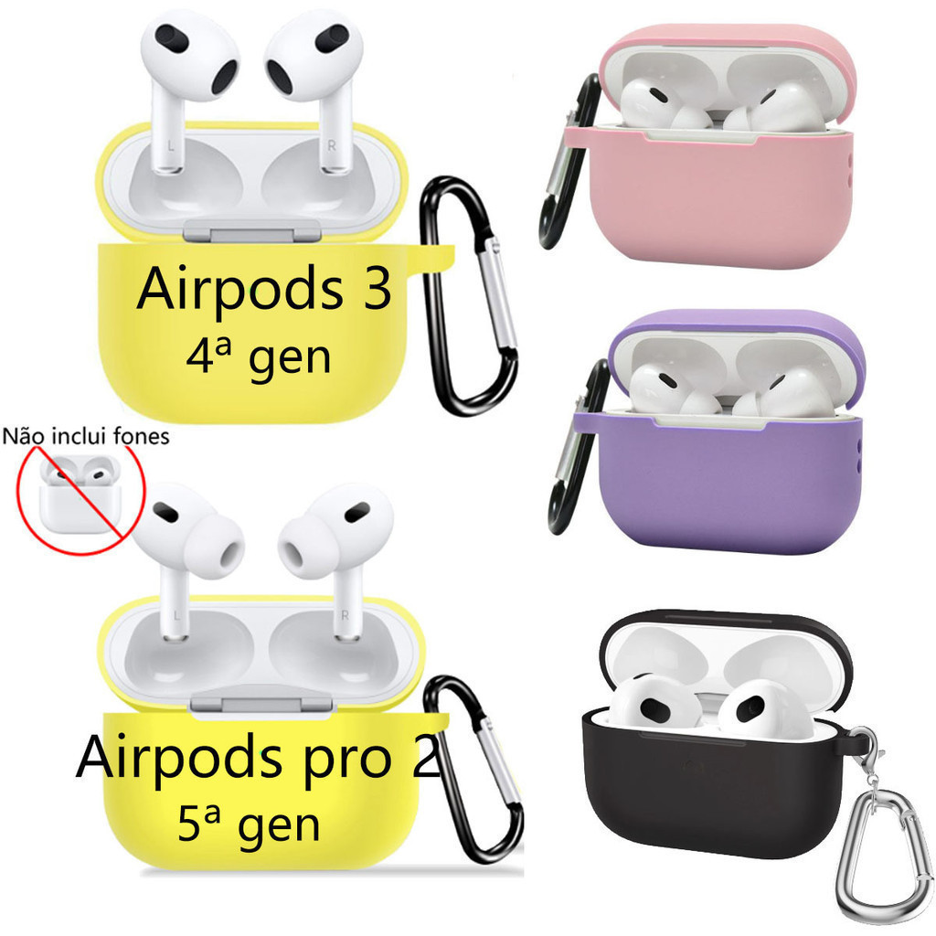 Capa Case Silicone Protetora para fone apple AirPods 3/pro2 em Oferta na Shopee