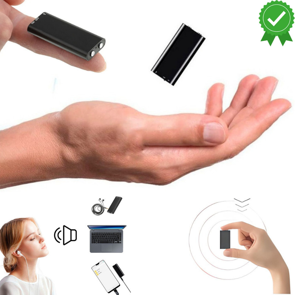 Mini Gravador De Voz Espião 3 Em 1 Mp3 Player 8GB Oculto Nf Escuta No Carro Micro Grava 96 Horas Som Digital Espia Grava em Oferta na Shopee