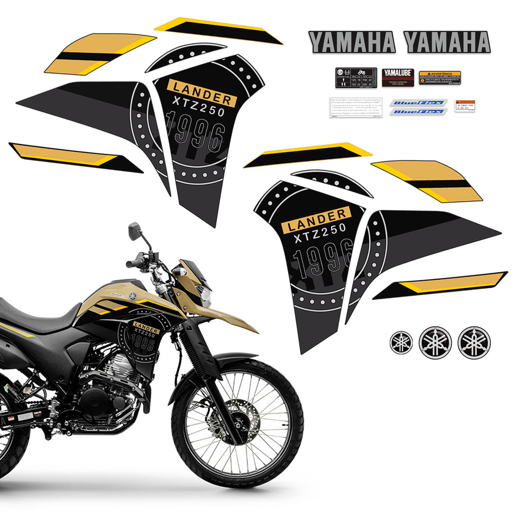 Kit Adesivos Yamaha Lander Xtz 250 2023/2024 Dourado + Logo em Oferta na Shopee
